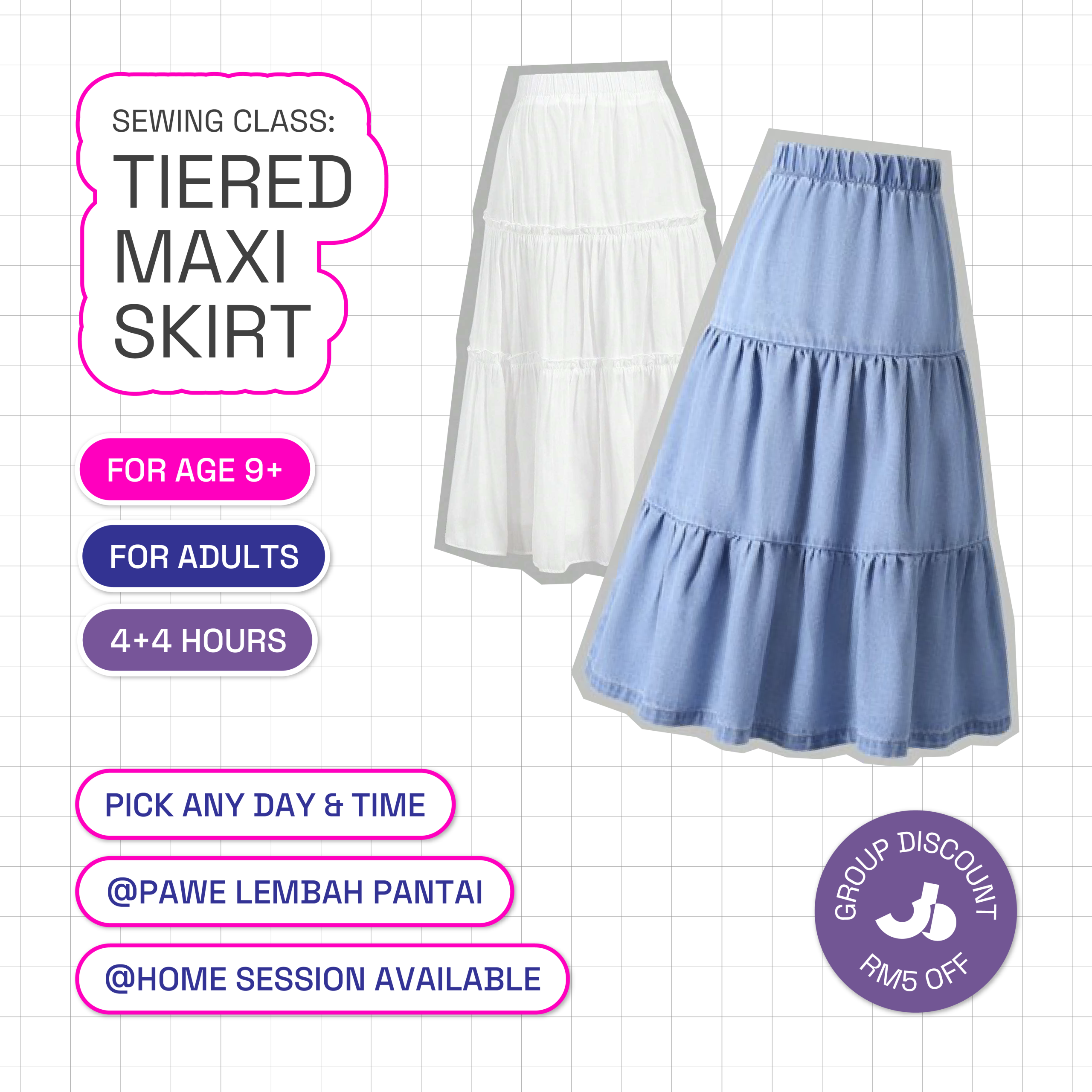Maxi Tiered Skirt Sewing Class